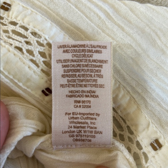 Free People Summer Stars Button Front Blouse Ivory Cream Boho Lace Top XS - Picture 8 of 9